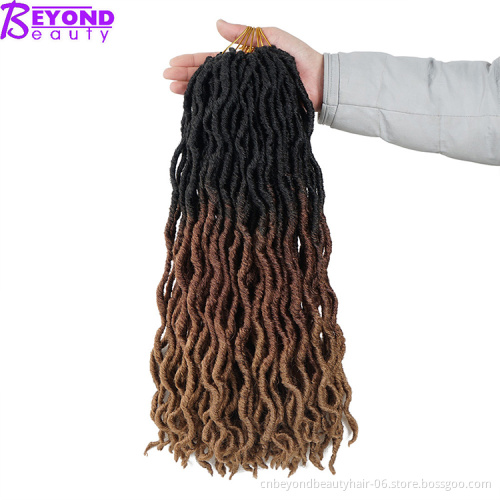 Goddess Locs Ombre Crochet Hair 20 inch Curly Faux Locs African Roots Dreadlocs Hair Extensions pre braided synthetic hair Bulk